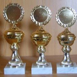 3 Pokale 21,5 bis 23,5cm Deckel fest #1663