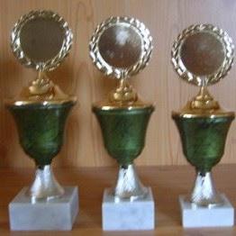 3 Pokale grün Deckel fest 21 bis 23cm #96