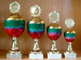 5er Serie Pokale rot-grün-gold 27 bis 34 cm #1385