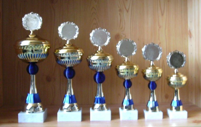 10er Serie Pokale gold-blau 23 bis 36cm #10.61