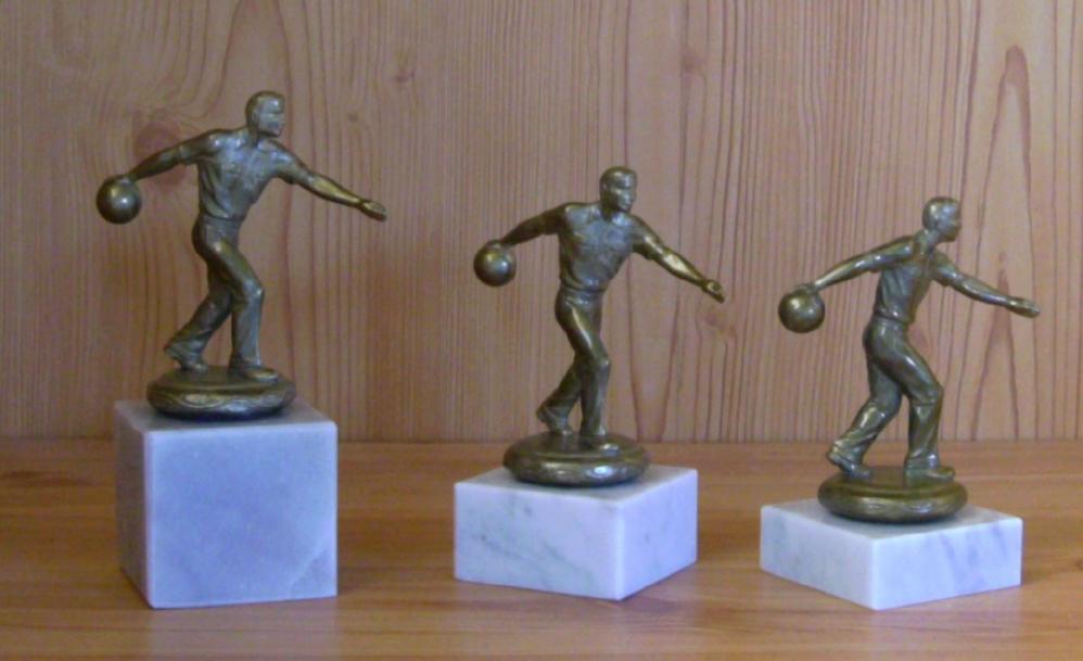 Bowling Figur 11,5/12,5/14,5cm  aus Metall